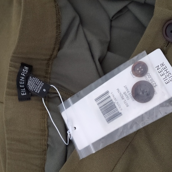 Eileen Fisher Olive Viscose Strechy Ankle Wide Leg Pants Office Career Travel 8 - Picture 8 of 8